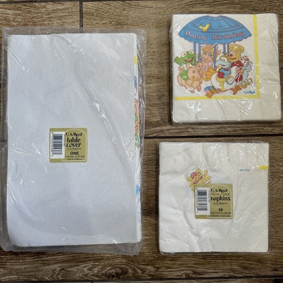Muppet Babies Paper Tablecloth Table Cloth 52"x96" 32 Napkins CA REED - Picture 2 of 6
